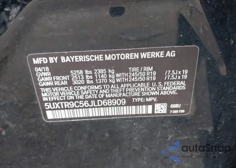 2018 BMW X3 xDrive30I from USA, damaged, VIN 5UXTR9C56JLD68909